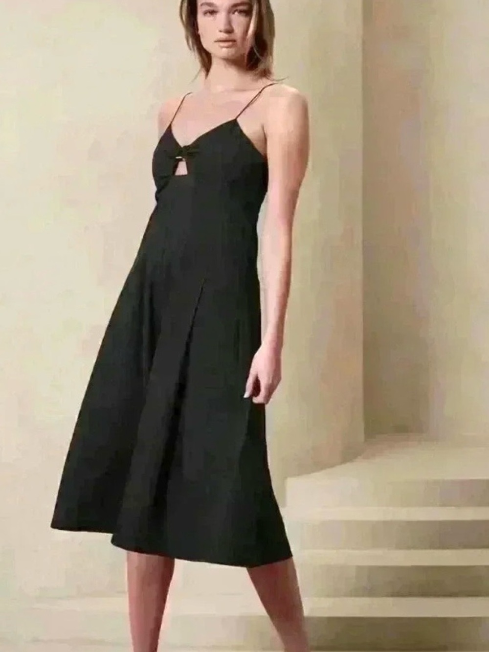 NEW Banana Republic Black Bandeau Midi Dress Pleated 100% Cotton Sz 4 NWT - Picture 2 of 16